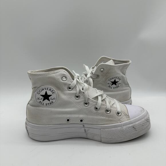 Womens Size 8 Converse Chuck Taylor All Star Platform Chucks Lift White Hi Top - Picture 6 of 9